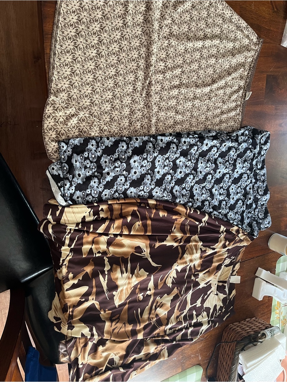Women’s Midi Skirt in Black & Brown Floral and Abstract Prints bundle